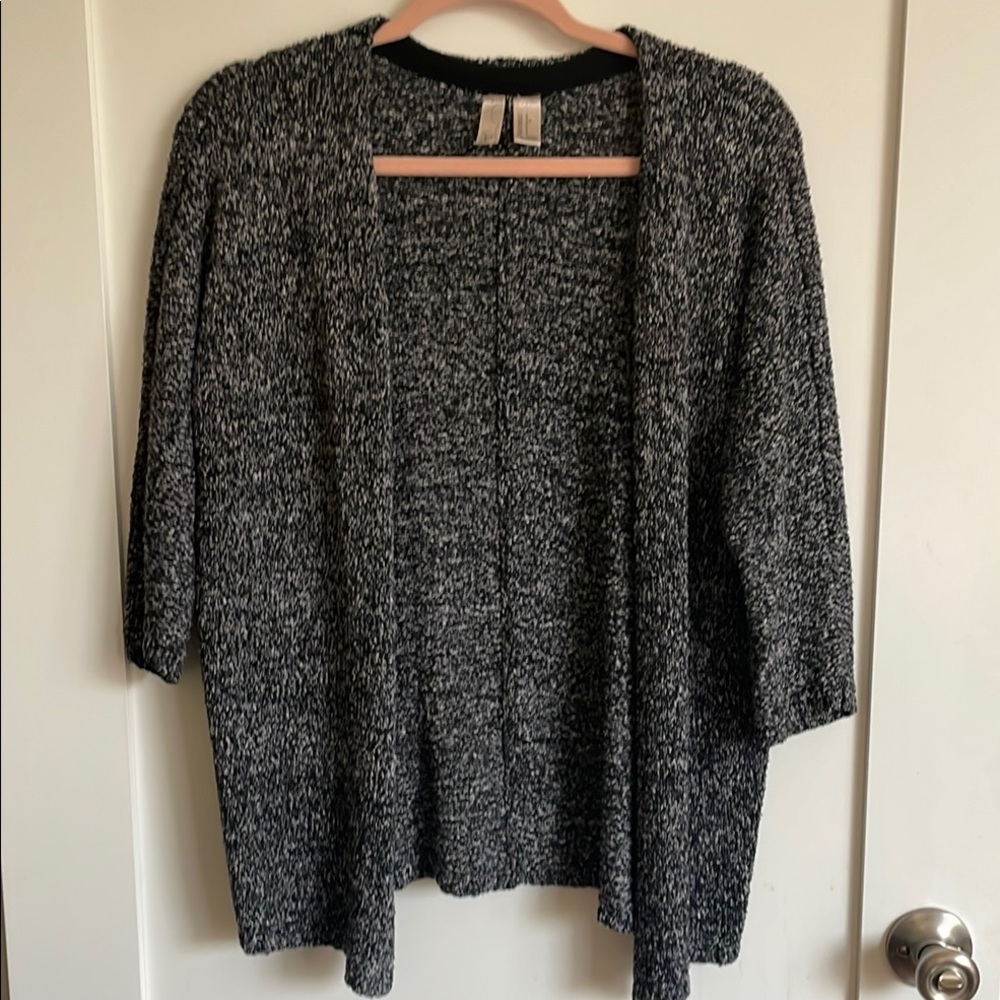Forever 21 Black and White Open Front Cardigan Sweater